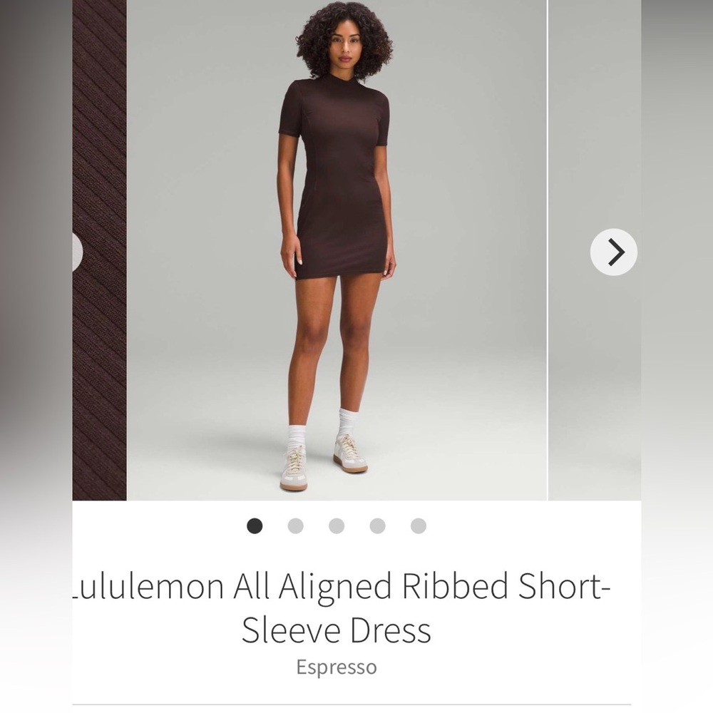 Lululemon All Aligned Ribbed Short-Sleeve Dress - Size 4 - espresso